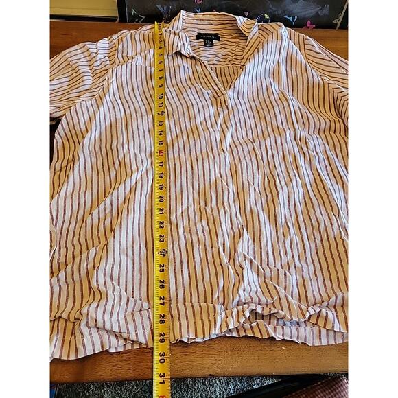 TAHARI 100% Linen Red Striped Shirt Dress Tunic 3X - Picture 8 of 11